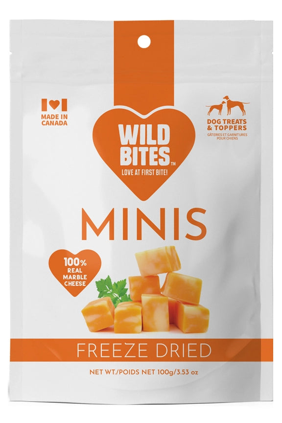 Wild Bites™ Freeze Dried Marble Cheese Mini Treats for Dogs and Cats - Made with 100% Real Canadian Cheese - Made in Canada
