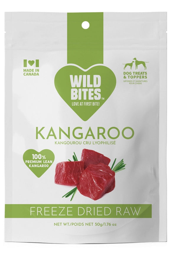 Wild Bites™ Freeze Dried Kangaroo Treats for Dogs and Cats - Novel Protein - Made in Canada