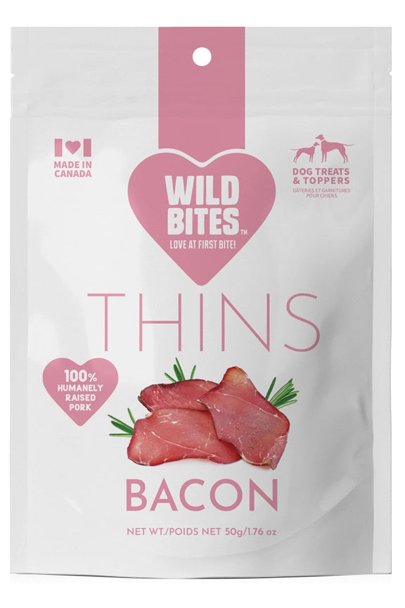 Wild Bites™ Bacon Thins - Dehydrated Pork Loin Treats for Dogs and Cats - Made in Canada