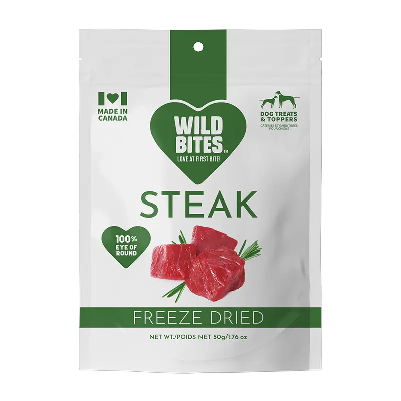 Wild Bites™ Freeze Dried Eye of Round Steak Treats for Dogs and Cats - Made in Canada