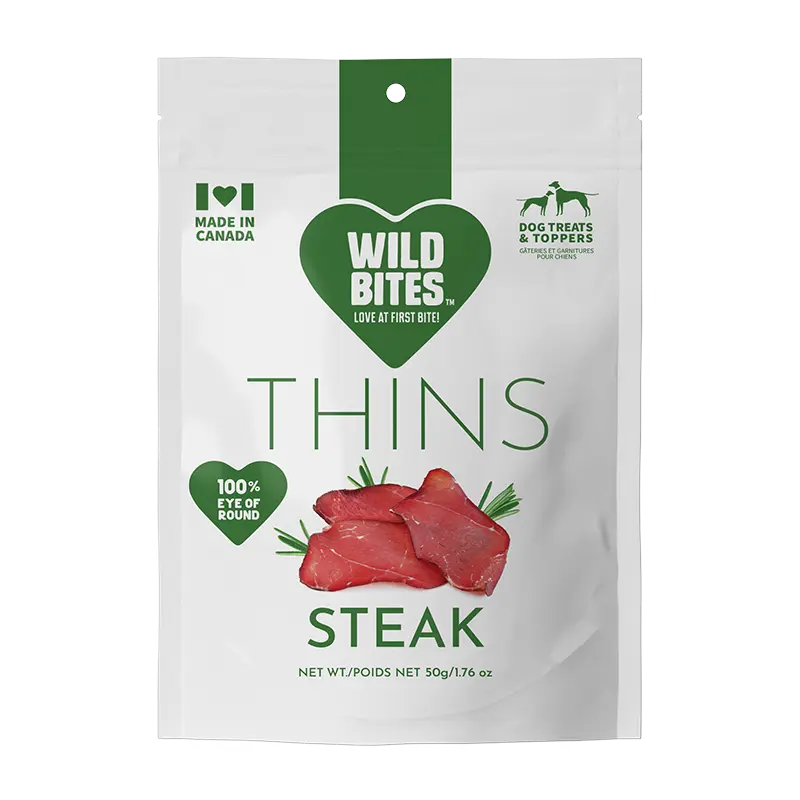 Wild Bites™ Steak Thins - Dehydrated Eye of Round Beef Steak Treats for Dogs and Cats - Made in Canada