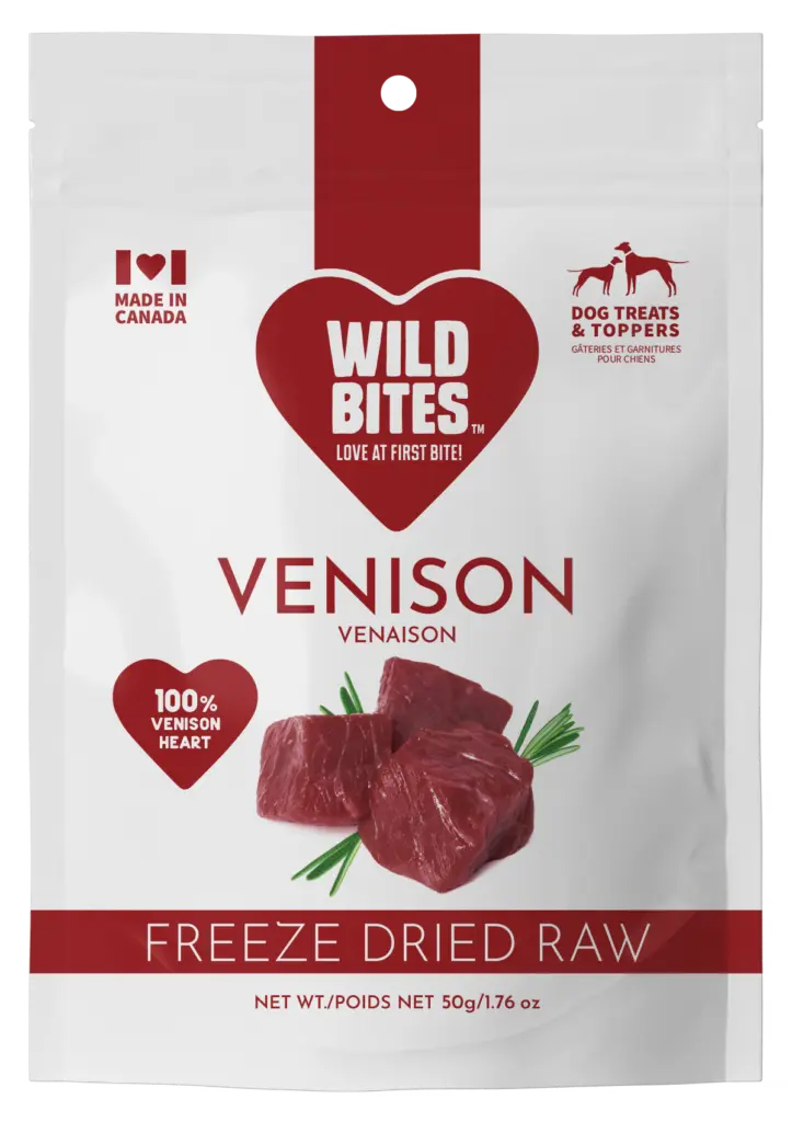 Wild Bites™ Freeze Dried Venison Treats for Dogs and Cats - Novel Protein - Made in Canada