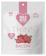 Bacon Thins Dog & Cat Treats 180g pack front, for dogs and cats